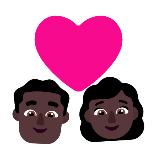 Пара с сердцем - Мужчина: Темный оттенок кожи, Женщина: Темный оттенок кожи для Microsoft Windows 11 23H2 June 2024 Update