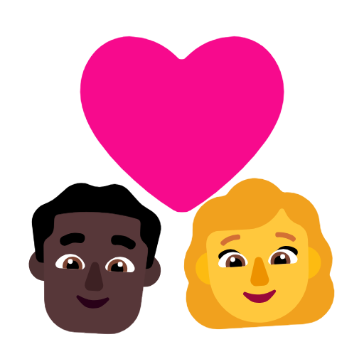Пара с сердцем - Мужчина: Темный тон кожи, Женщина: Без тона кожи для Microsoft Windows 11 23H2 June 2024 Update