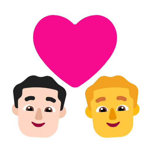 Пара з серцем-чоловік: світлий тон шкіри, чоловік: без тону шкіри для Microsoft Windows 11 23H2 June 2024 Update