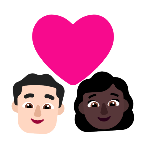 Пара з серцем-чоловік: світлий тон шкіри, жінка: темний тон шкіри для Microsoft Windows 11 23H2 June 2024 Update