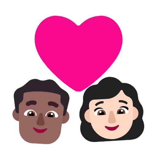 Пара з серцем-чоловік: середньо-темний тон шкіри, жінка: світлий тон шкіри для Microsoft Windows 11 23H2 June 2024 Update