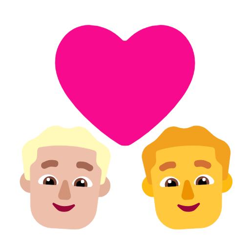 Пара з серцем-чоловік: середньо-світлий тон шкіри, чоловік: без тону шкіри для Microsoft Windows 11 23H2 June 2024 Update