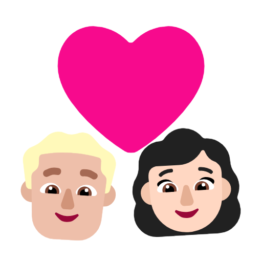 Пара з серцем-чоловік: середньо-світлий тон шкіри, жінка: світлий тон шкіри для Microsoft Windows 11 23H2 June 2024 Update