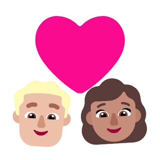 Пара з серцем-чоловік: середньо-світлий тон шкіри, жінка: середній тон шкіри для Microsoft Windows 11 23H2 June 2024 Update