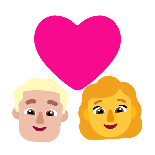 Пара з серцем-чоловік: середньо-світлий тон шкіри, жінка: без тону шкіри для Microsoft Windows 11 23H2 June 2024 Update