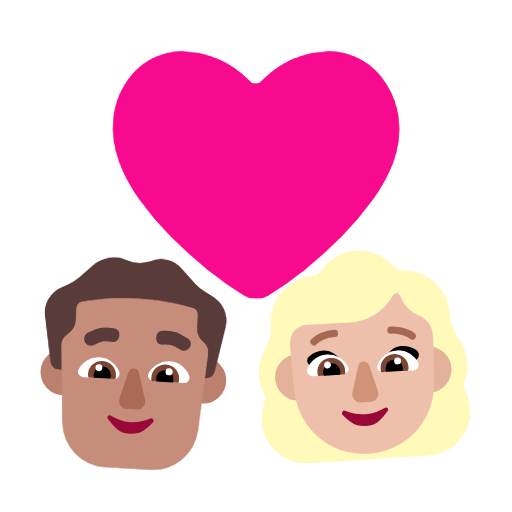 Пара з серцем-чоловік: середній тон шкіри, жінка: середньо-світлий тон шкіри для Microsoft Windows 11 23H2 June 2024 Update