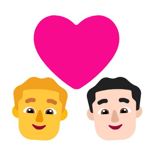 Пара с сердцем - Мужчина: без тона кожи, Мужчина: светлый тон кожи для Microsoft Windows 11 23H2 June 2024 Update