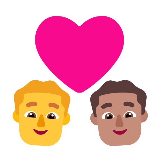 Пара з серцем-чоловік: без тону шкіри, чоловік: середній тон шкіри для Microsoft Windows 11 23H2 June 2024 Update