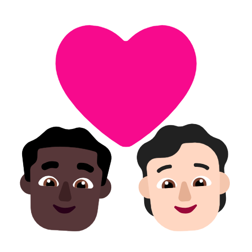 Пара с сердцем: Мужчина, Человек, Темный тон кожи, Светлый тон кожи для Microsoft Windows 11 23H2 June 2024 Update