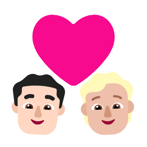 Пара з серцем: чоловік, Людина, світлий тон шкіри, середньо-світлий тон шкіри для Microsoft Windows 11 23H2 June 2024 Update