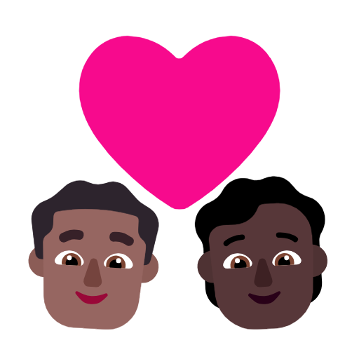 Пара з серцем: чоловік, особистість, середньо-темний тон шкіри, темний тон шкіри для Microsoft Windows 11 23H2 June 2024 Update