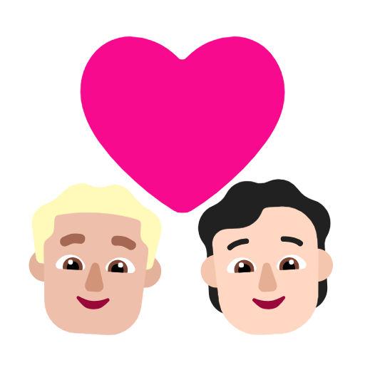 Пара з серцем: чоловік, особистість, середньо-світлий тон шкіри, світлий тон шкіри для Microsoft Windows 11 23H2 June 2024 Update