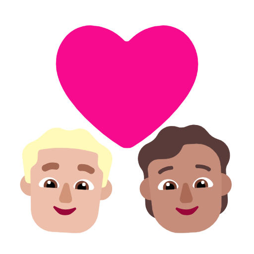 Пара с сердцем: Мужчина, Личность, Средне-светлый тон кожи, Средний тон кожи для Microsoft Windows 11 23H2 June 2024 Update