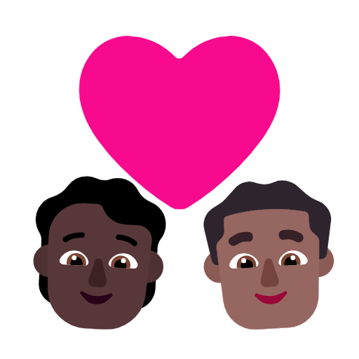 Пара з серцем: людина, чоловік, темний тон шкіри, середньо-темний тон шкіри для Microsoft Windows 11 23H2 June 2024 Update