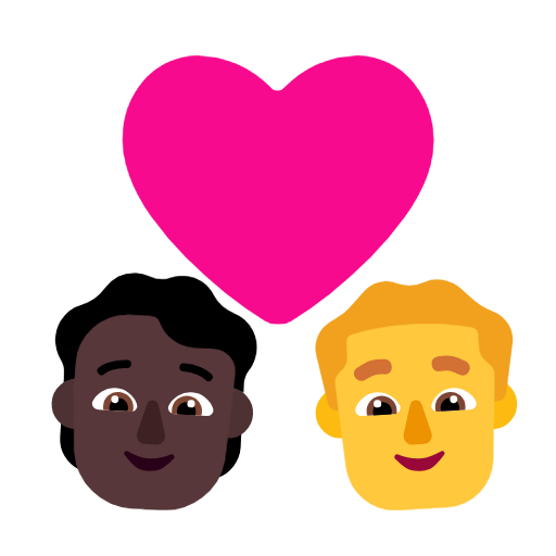 Пара с сердцем: Человек, Мужчина, Темный тон кожи, Без тона кожи для Microsoft Windows 11 23H2 June 2024 Update