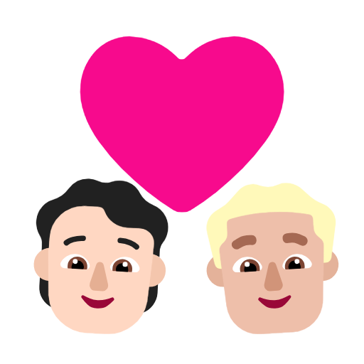 Пара з серцем: людина, чоловік, світлий тон шкіри, середньо-світлий тон шкіри для Microsoft Windows 11 23H2 June 2024 Update