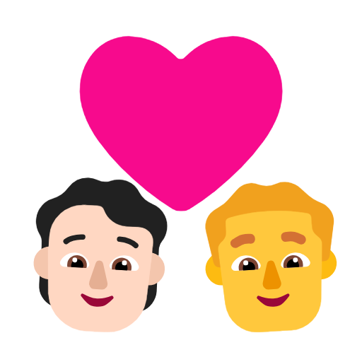 Пара з серцем: людина, чоловік, світлий тон шкіри, без тону шкіри для Microsoft Windows 11 23H2 June 2024 Update