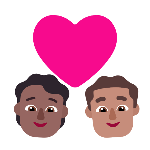 Пара з серцем: людина, чоловік, середньо-темний тон шкіри, середній тон шкіри для Microsoft Windows 11 23H2 June 2024 Update