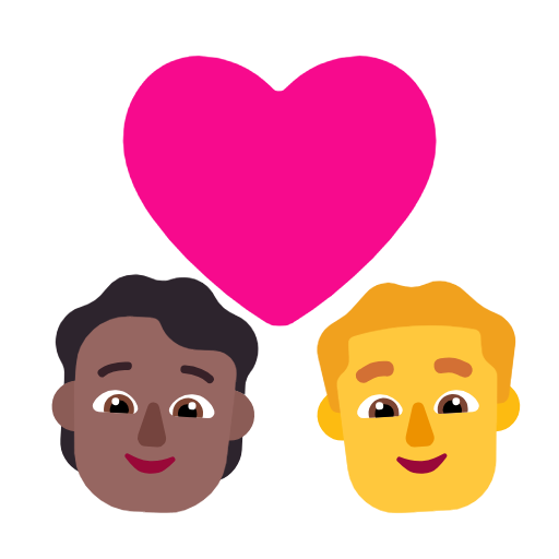 Пара з серцем: людина, чоловік, середньо-темний тон шкіри, без тону шкіри для Microsoft Windows 11 23H2 June 2024 Update