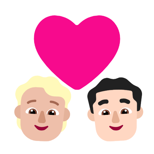 Пара з серцем: людина, чоловік, середньо-світлий тон шкіри, світлий тон шкіри для Microsoft Windows 11 23H2 June 2024 Update