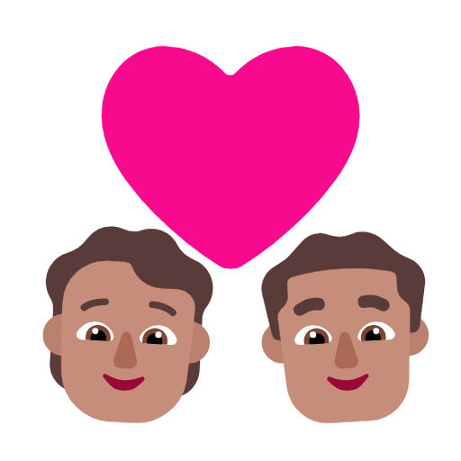 Пара з серцем: людина, чоловік, середній тон шкіри для Microsoft Windows 11 23H2 June 2024 Update