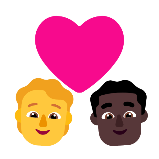 Пара с сердцем: Человек, Мужчина, Без тона кожи, Темный тон кожи для Microsoft Windows 11 23H2 June 2024 Update