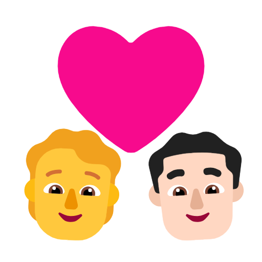 Пара з серцем: людина, чоловік, без тону шкіри, світлий тон шкіри для Microsoft Windows 11 23H2 June 2024 Update