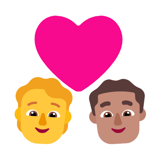 Пара з серцем: людина, чоловік, без тону шкіри, середній тон шкіри для Microsoft Windows 11 23H2 June 2024 Update