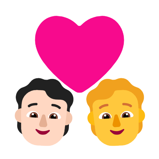 Пара з серцем: людина, людина, світлий тон шкіри, без тону шкіри для Microsoft Windows 11 23H2 June 2024 Update