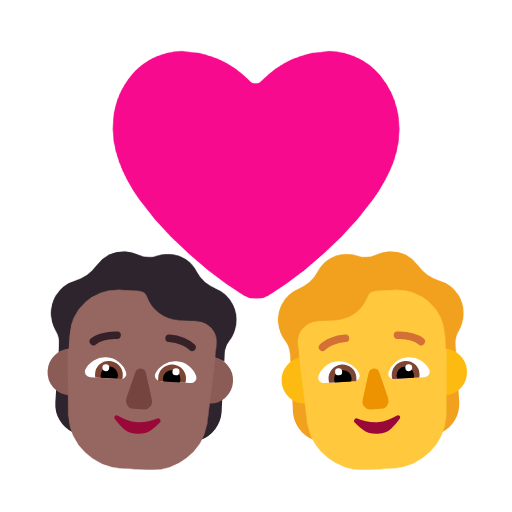 Пара з серцем: людина, людина, середньо-темний тон шкіри, без тону шкіри для Microsoft Windows 11 23H2 June 2024 Update