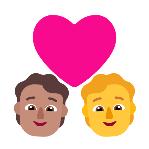 Пара з серцем: людина, людина, середній тон шкіри, без тону шкіри для Microsoft Windows 11 23H2 June 2024 Update