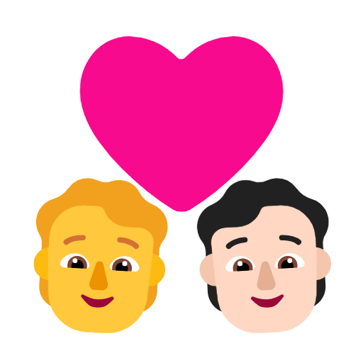 Пара з серцем: людина, людина, Без тону шкіри, світлий тон шкіри для Microsoft Windows 11 23H2 June 2024 Update