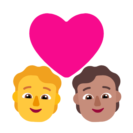 Пара з серцем: людина, людина, без тону шкіри, середній тон шкіри для Microsoft Windows 11 23H2 June 2024 Update