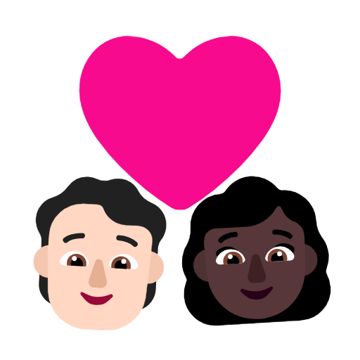 Пара с сердцем: Человек, Женщина, Светлый тон кожи, Темный тон кожи для Microsoft Windows 11 23H2 June 2024 Update