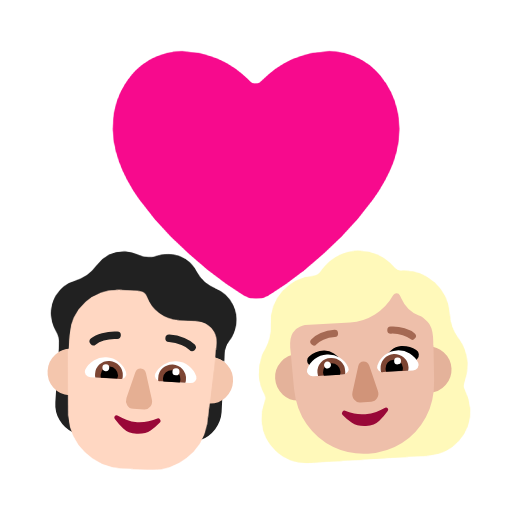 Пара з серцем: людина, жінка, світлий тон шкіри, середньо-світлий тон шкіри для Microsoft Windows 11 23H2 June 2024 Update