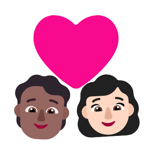 Пара з серцем: людина, жінка, середньо-темний тон шкіри, світлий тон шкіри для Microsoft Windows 11 23H2 June 2024 Update