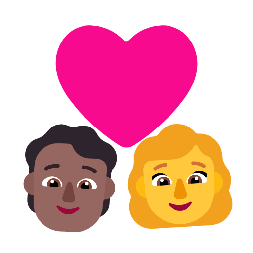 Пара з серцем: людина, жінка, середньо-темний тон шкіри, без тону шкіри для Microsoft Windows 11 23H2 June 2024 Update
