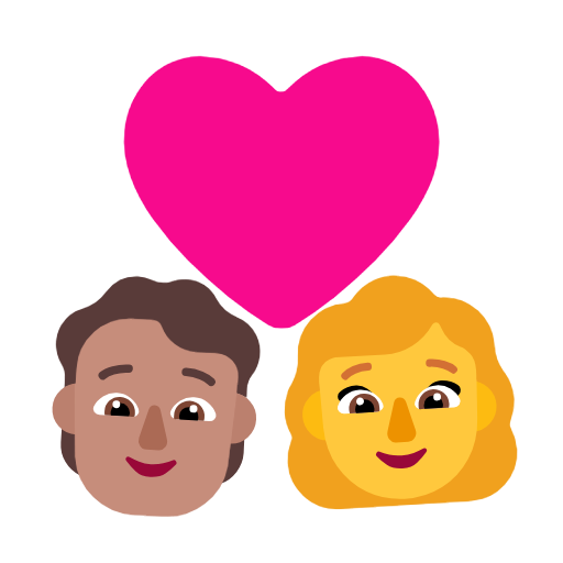 Пара з серцем: людина, жінка, середній тон шкіри, без тону шкіри для Microsoft Windows 11 23H2 June 2024 Update