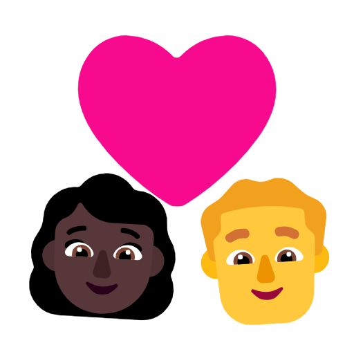 Пара с сердцем - Женщина: Темный тон кожи, Мужчина: Без тона кожи для Microsoft Windows 11 23H2 June 2024 Update