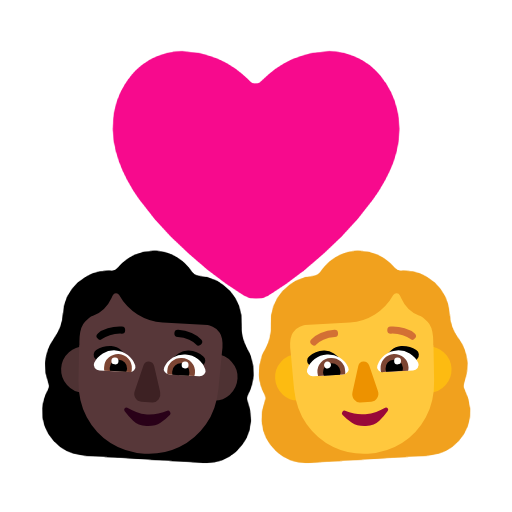 Пара з серцем-жінка: темний тон шкіри, жінка: без тону шкіри для Microsoft Windows 11 23H2 June 2024 Update