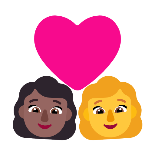 Пара с сердцем - Женщина: Средне-темный тон кожи, Женщина: Без тона кожи для Microsoft Windows 11 23H2 June 2024 Update