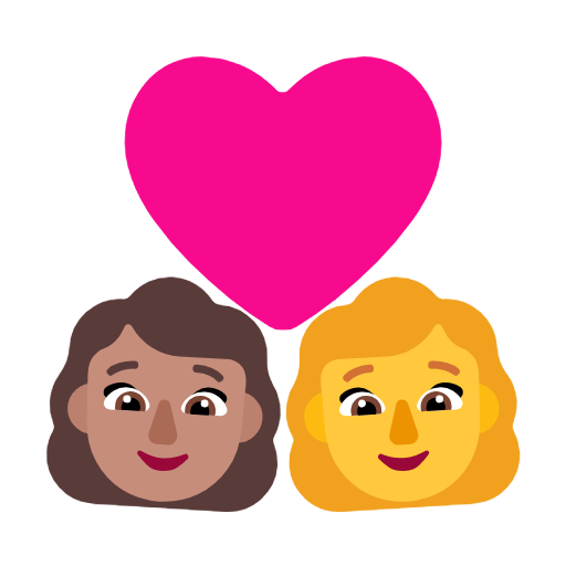 Пара з серцем-жінка: середній тон шкіри, жінка: без тону шкіри для Microsoft Windows 11 23H2 June 2024 Update