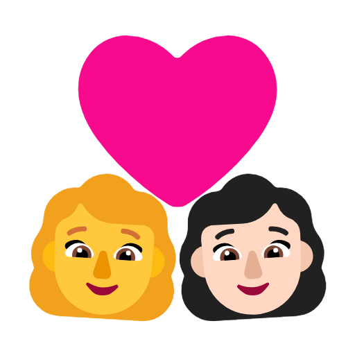 Пара з серцем-жінка: без тону шкіри, жінка: світлий тон шкіри для Microsoft Windows 11 23H2 June 2024 Update