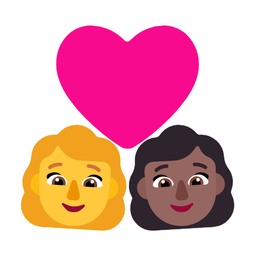 Пара з серцем-жінка: без тону шкіри, жінка: середньо-темний тон шкіри для Microsoft Windows 11 23H2 June 2024 Update