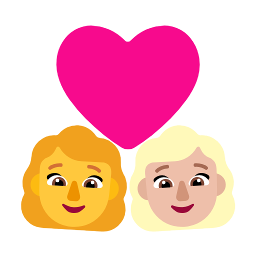 Пара с сердцем - Женщина: Без тона кожи, Женщина: Средне-светлый тон кожи для Microsoft Windows 11 23H2 June 2024 Update