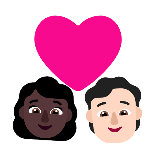 Пара с сердцем: Женщина, Человек, Темный тон кожи, Светлый тон кожи для Microsoft Windows 11 23H2 June 2024 Update