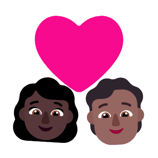 Пара з серцем: жінка, людина, темний тон шкіри, середньо-темний тон шкіри для Microsoft Windows 11 23H2 June 2024 Update