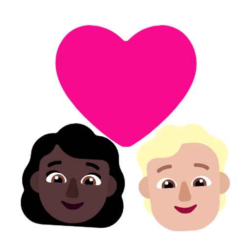 Пара з серцем: жінка, людина, темний тон шкіри, середньо-світлий тон шкіри для Microsoft Windows 11 23H2 June 2024 Update