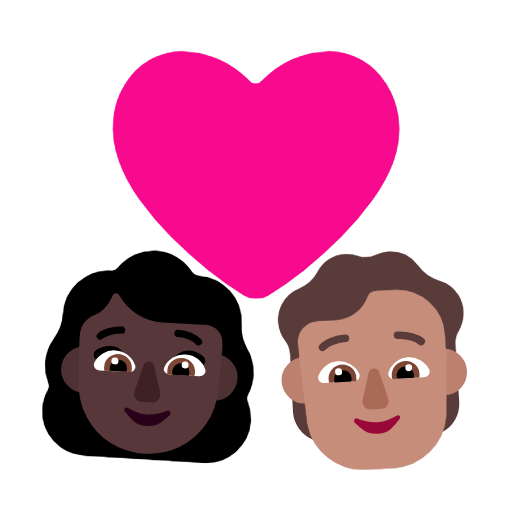 Пара з серцем: жінка, людина, темний тон шкіри, середній тон шкіри для Microsoft Windows 11 23H2 June 2024 Update