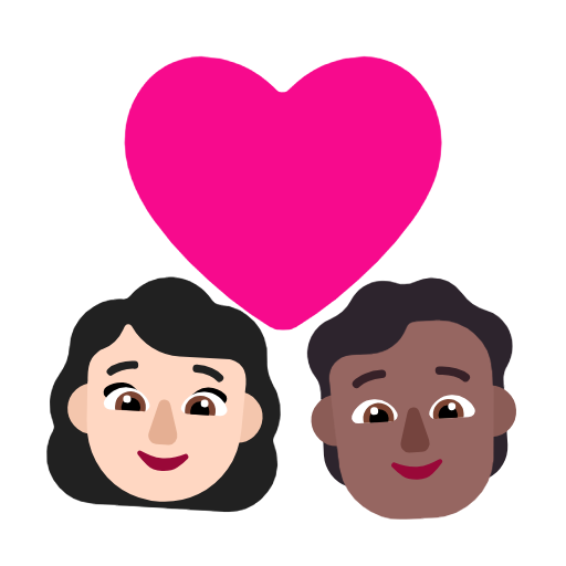 Пара з серцем: жінка, людина, світлий тон шкіри, середньо-темний тон шкіри для Microsoft Windows 11 23H2 June 2024 Update